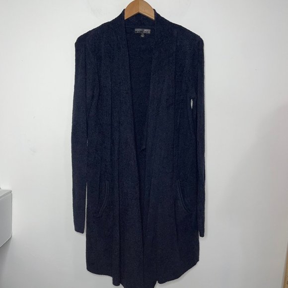 Barefoot Dreams Black Cozy Chic Lite Open Front Cardigan Knit Sweater S/M - Picture 11 of 13